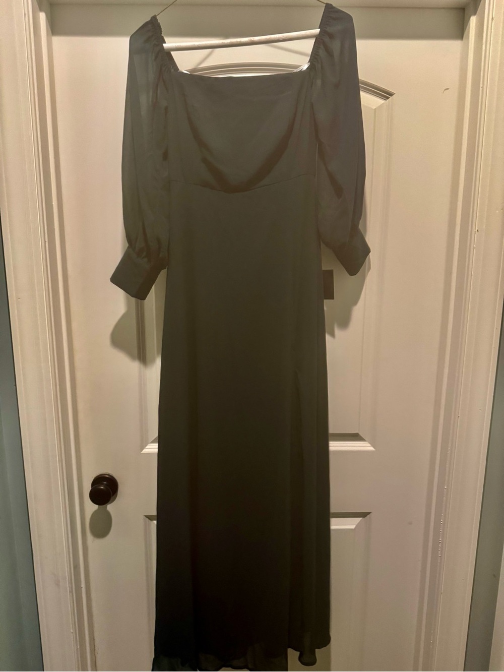 Lulu's emerald green Square Neck Long Sleeve Maxi Dress